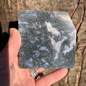 Moss (5) agate Slab with stand | crystal